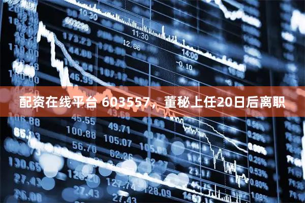 配资在线平台 603557，董秘上任20日后离职